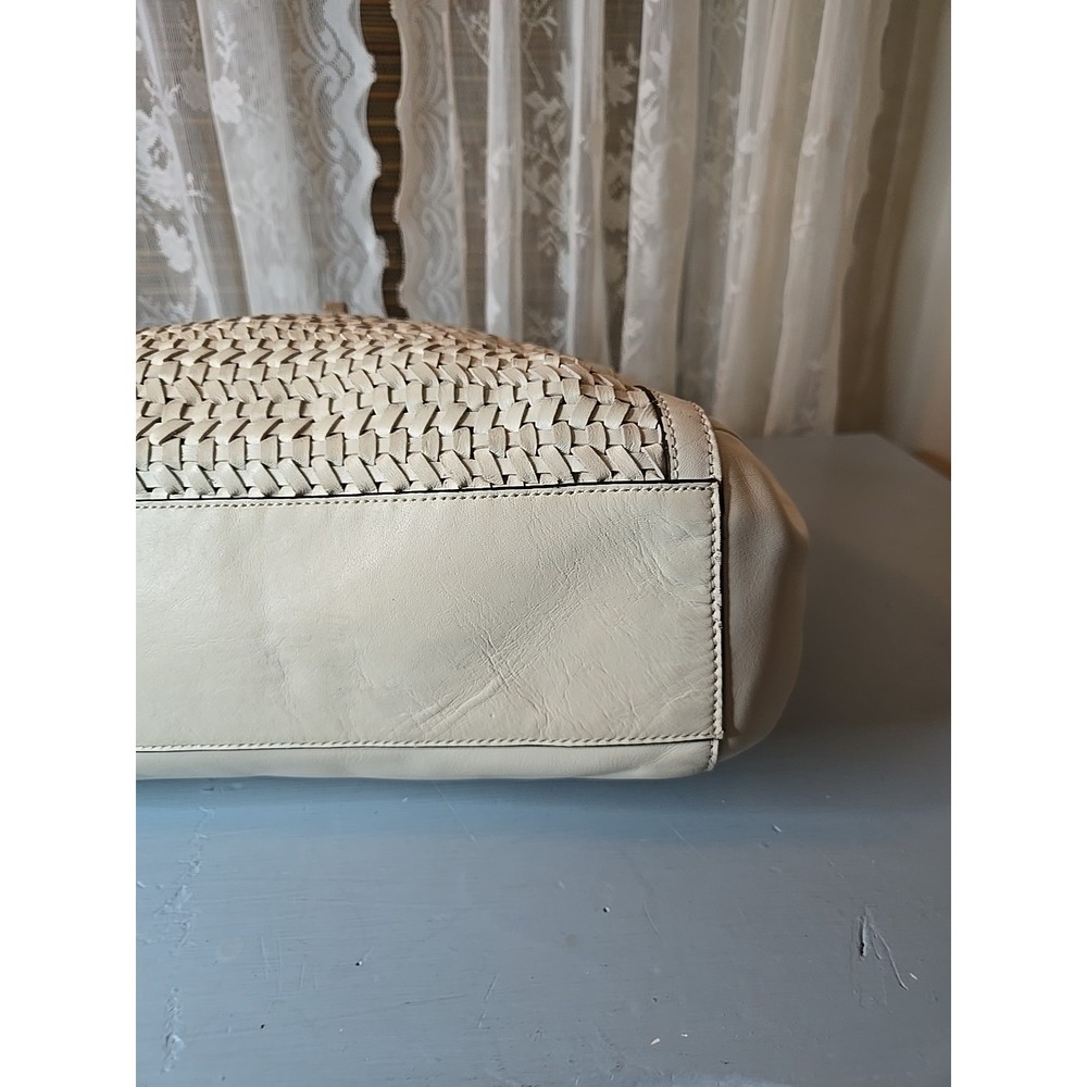Vintage Coach white woven leather shoulder bag tassel turn lock large 2013 S1 - Picture 6 of 16